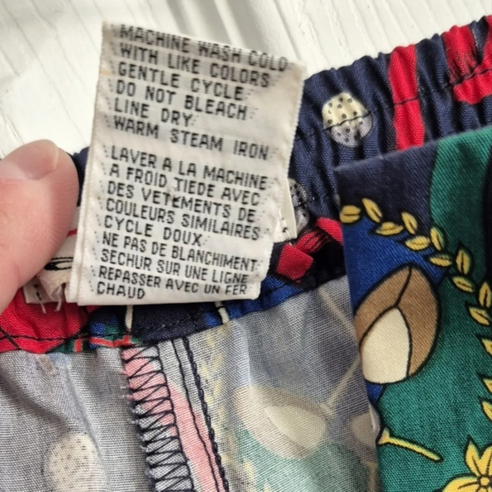 Vintage Talbots Fun Golf‎ Print Pants Navy Blue Cropped Rayon Women's Small